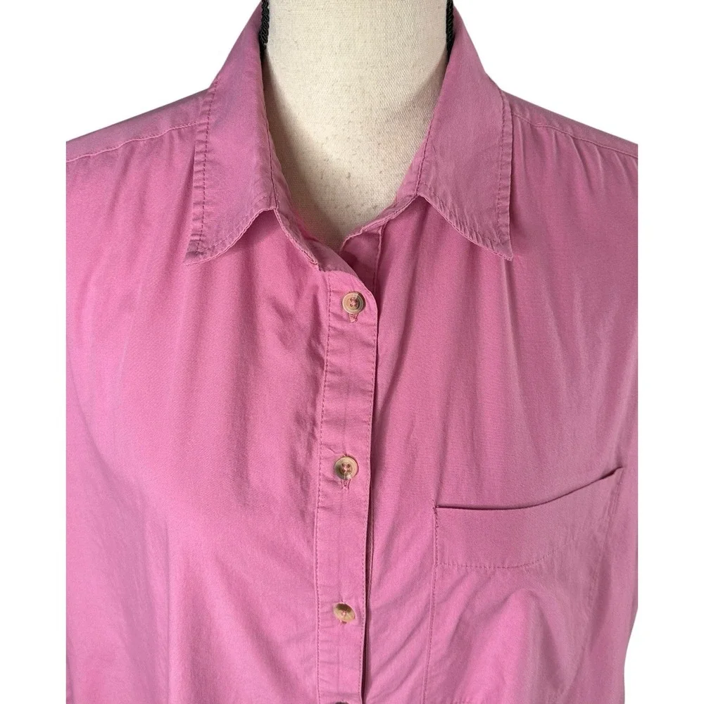 Free People Oversized Button Down Pink Open‎ Tie Back Shirt Size Small